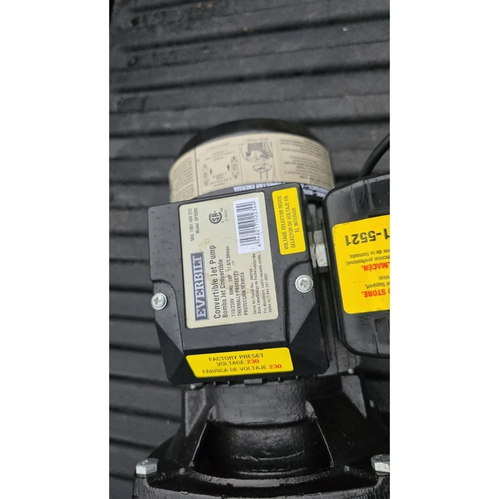 Everbilt DP550C Convertible Jet Pump 11 Gallon /Min.1 HP Cast-Iron 1001 480 255